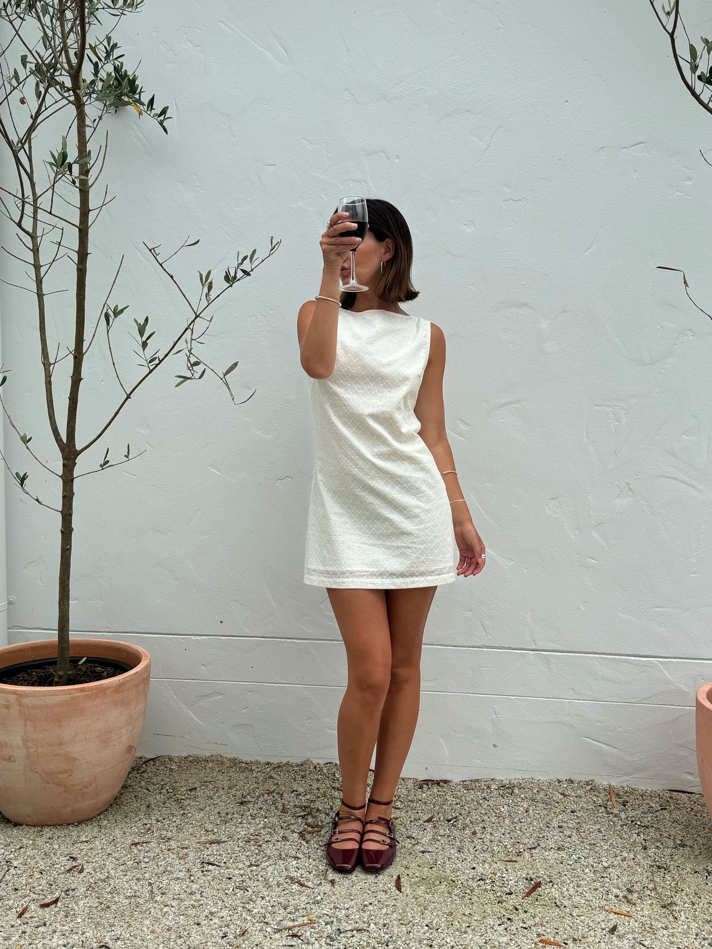 Porto Eyelet Mini Dress