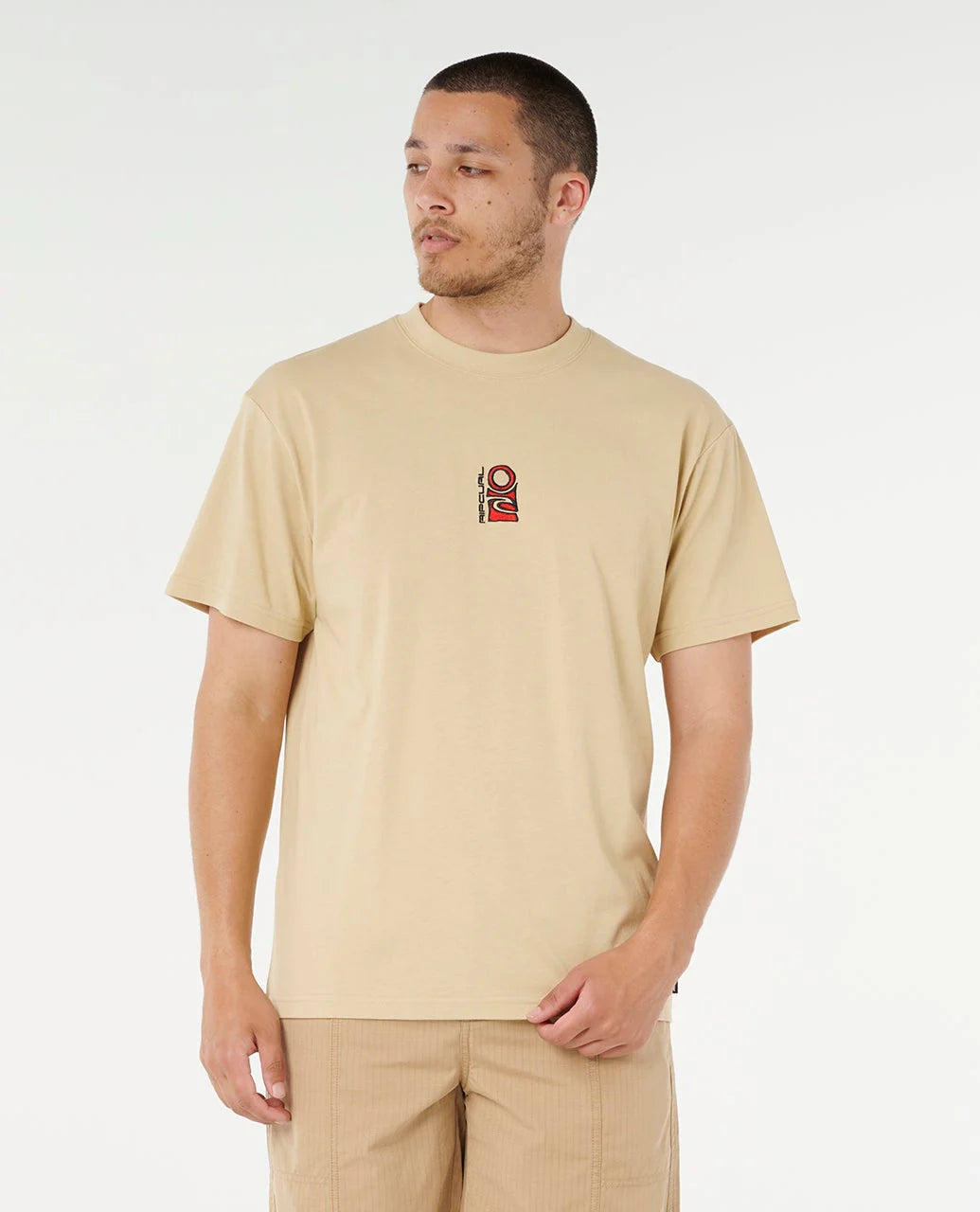 Search Stack Embroid Tee - Khaki Sand