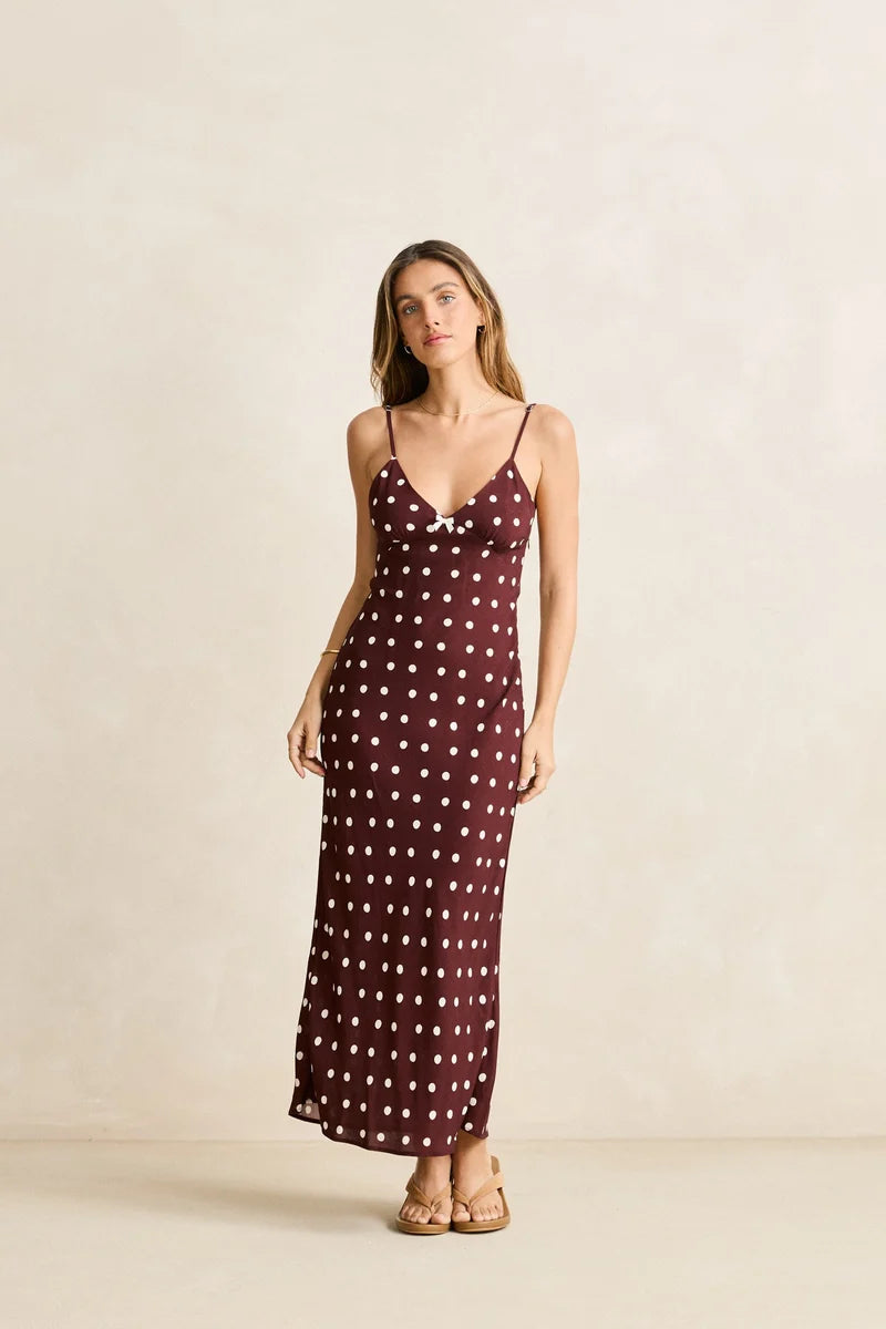 Polka Dot Bias Midi Dress