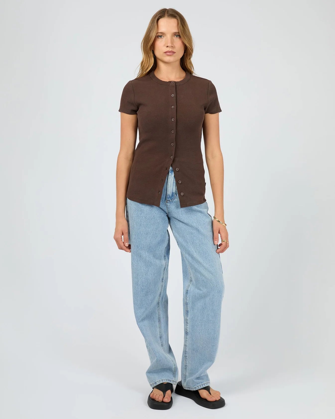 Button Up Short Sleeve Tee