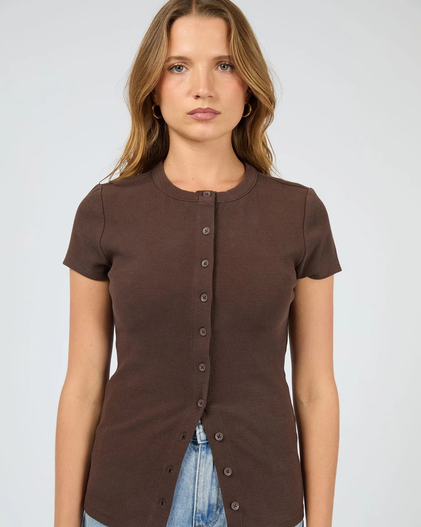 Button Up Short Sleeve Tee