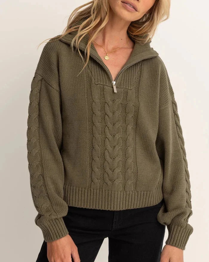 Cabelled Vintage Zip Knit