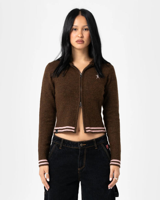 Devil Girl Knitted Zip Through Hood
