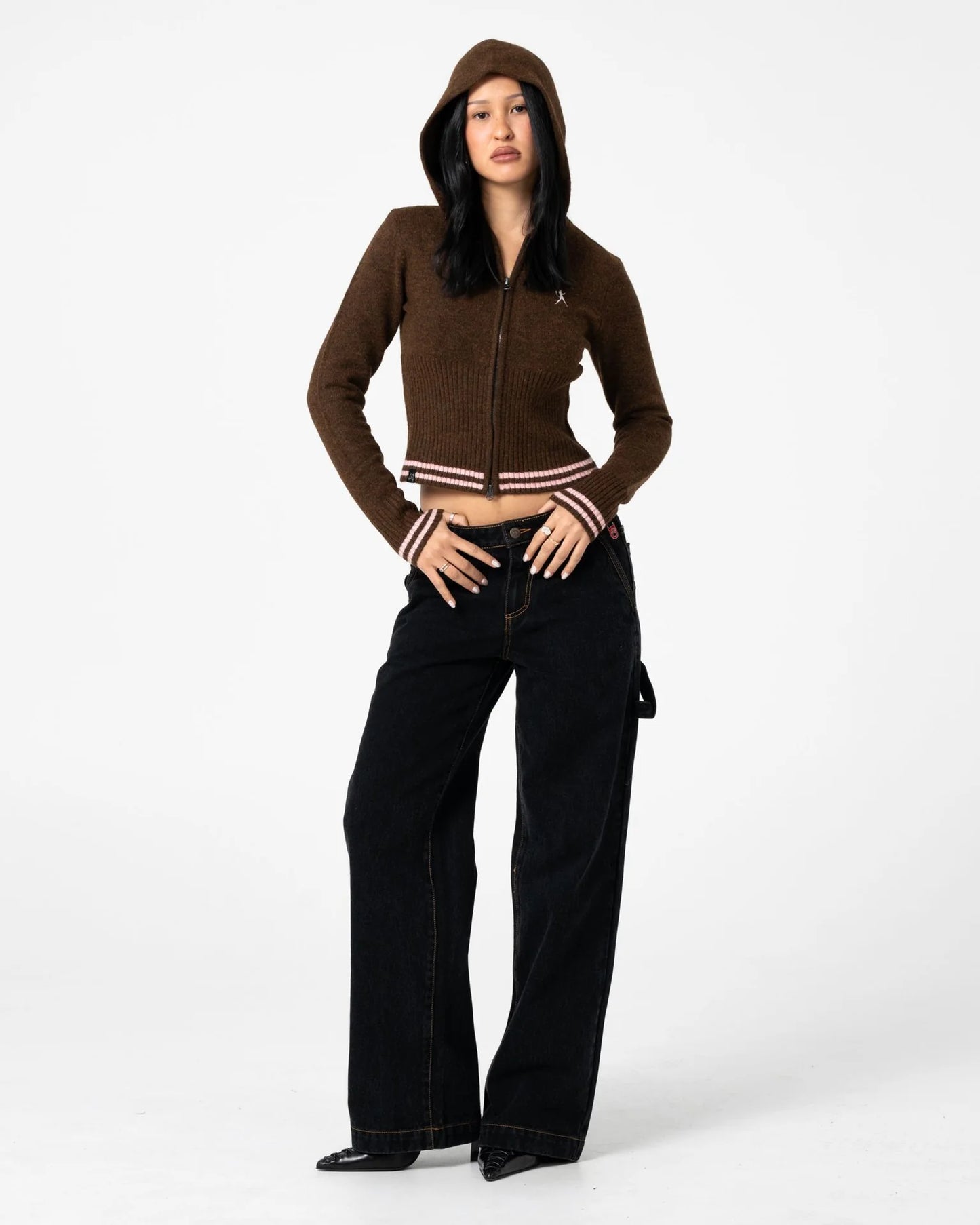 Devil Girl Knitted Zip Through Hood
