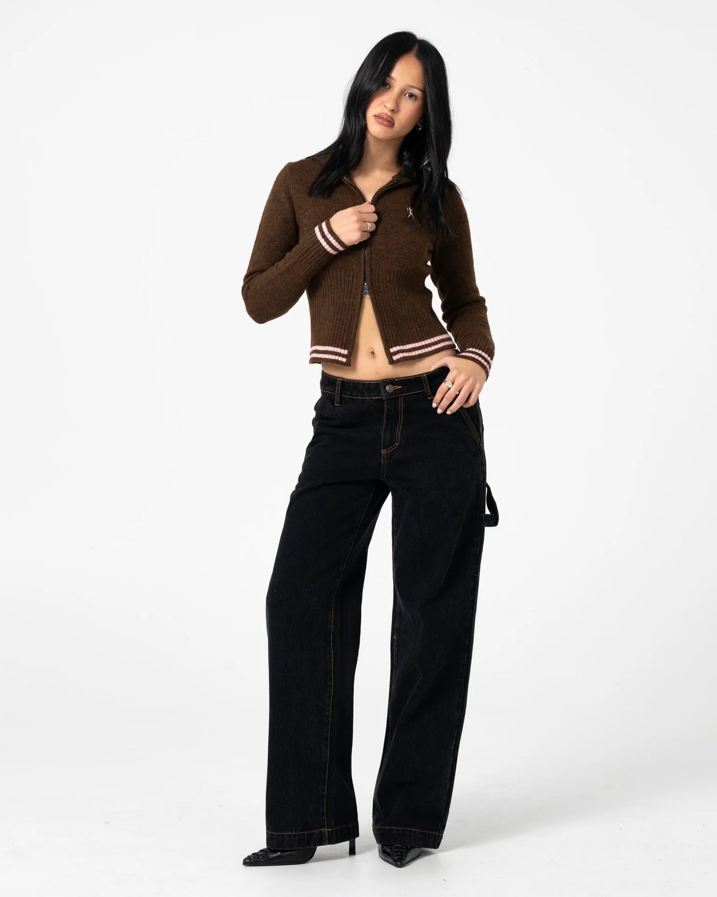 Devil Girl Knitted Zip Through Hood