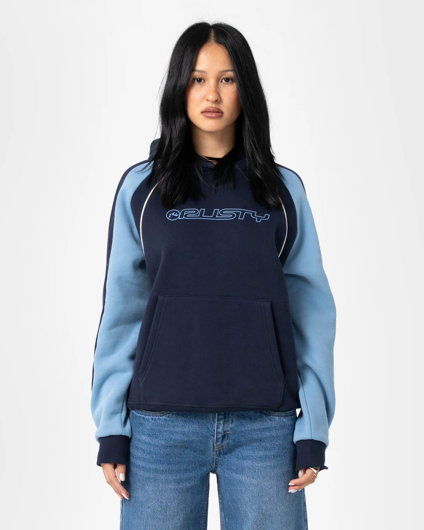 Black Splice Oversized Hooded Fleece