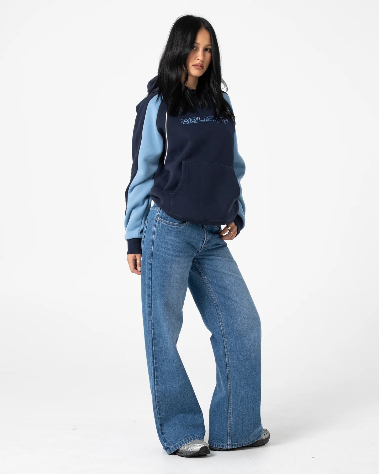Black Splice Oversized Hooded Fleece