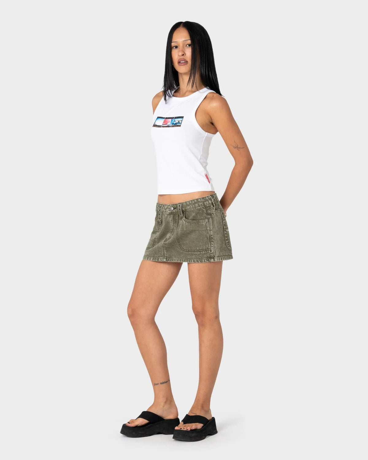 Alley Low Rise Denim Mini Skirt