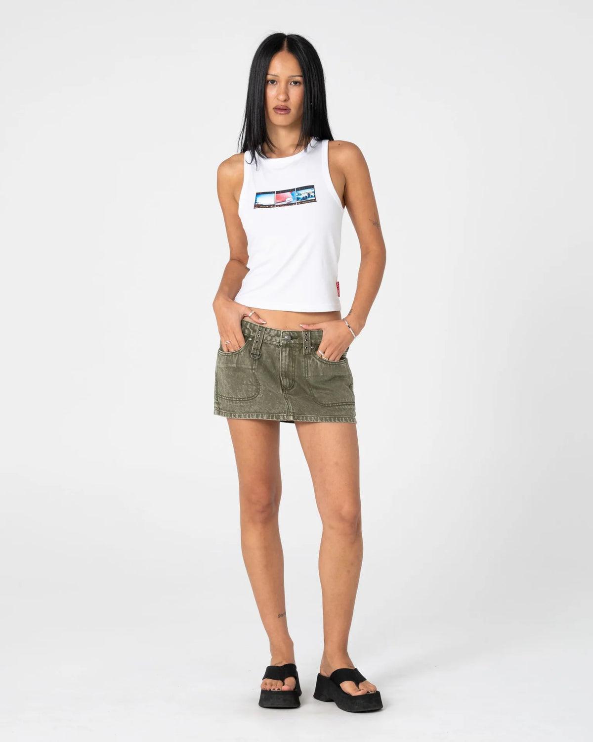 Alley Low Rise Denim Mini Skirt