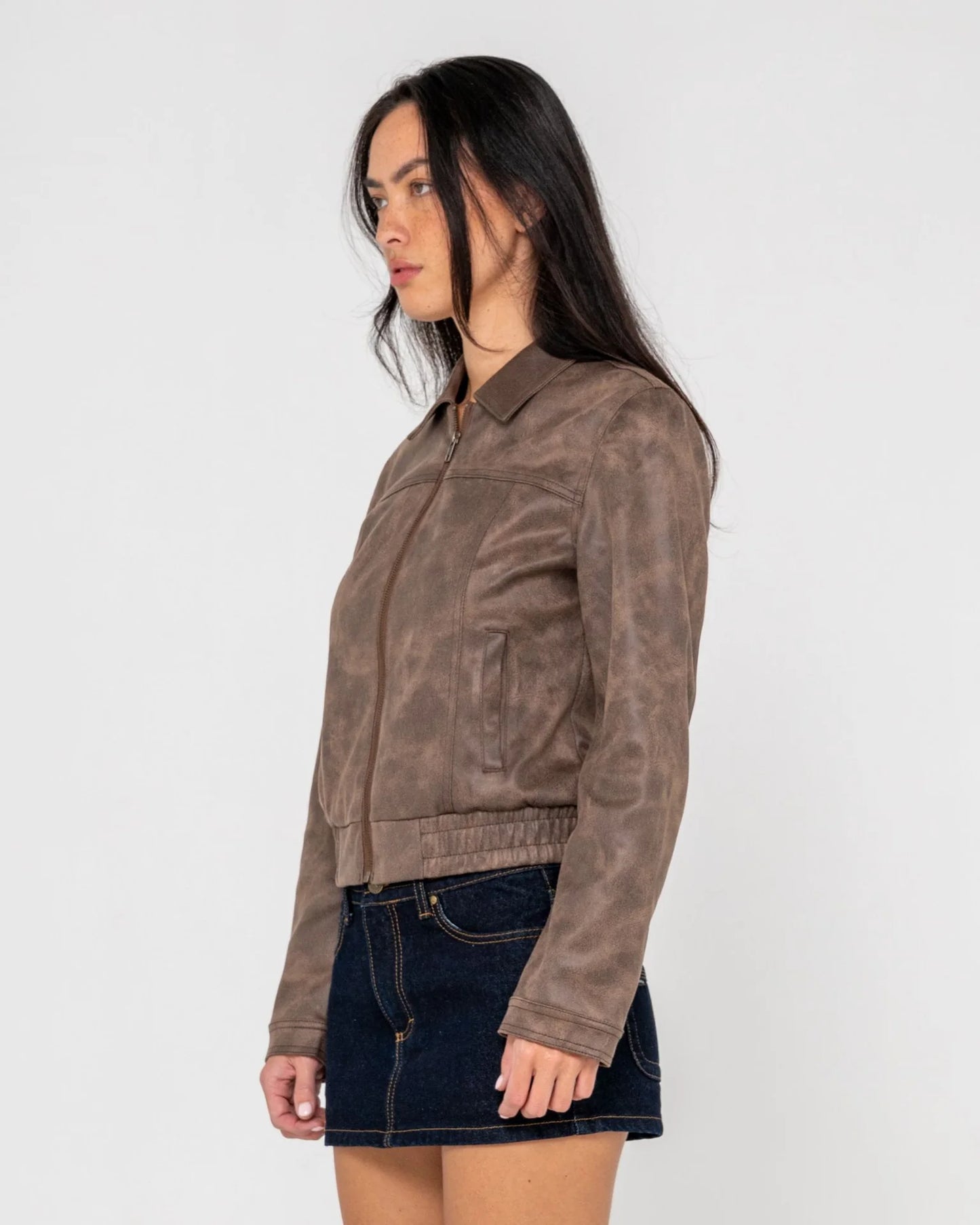 Lizzy Faux Leather Fitted Jacket