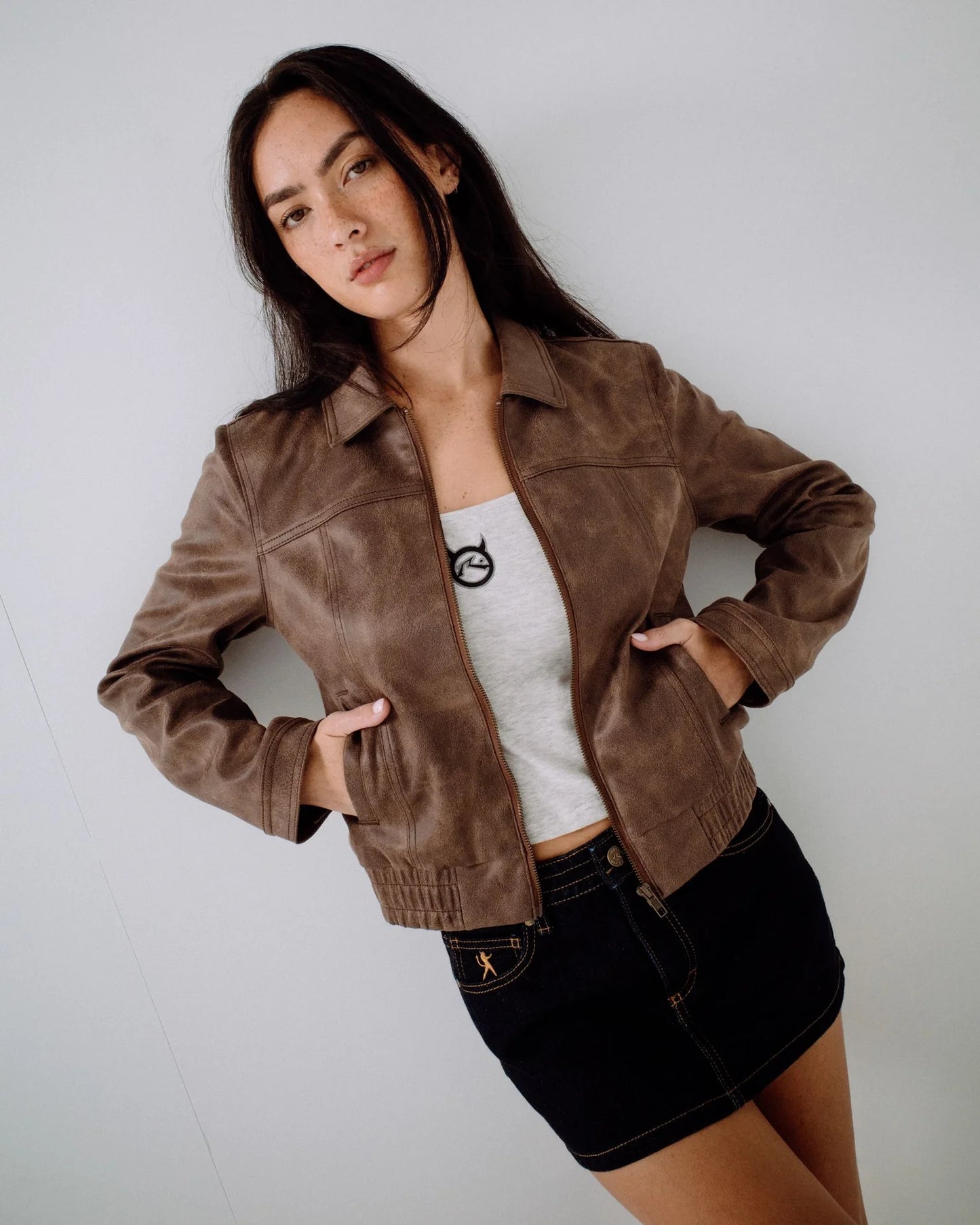 Lizzy Faux Leather Fitted Jacket