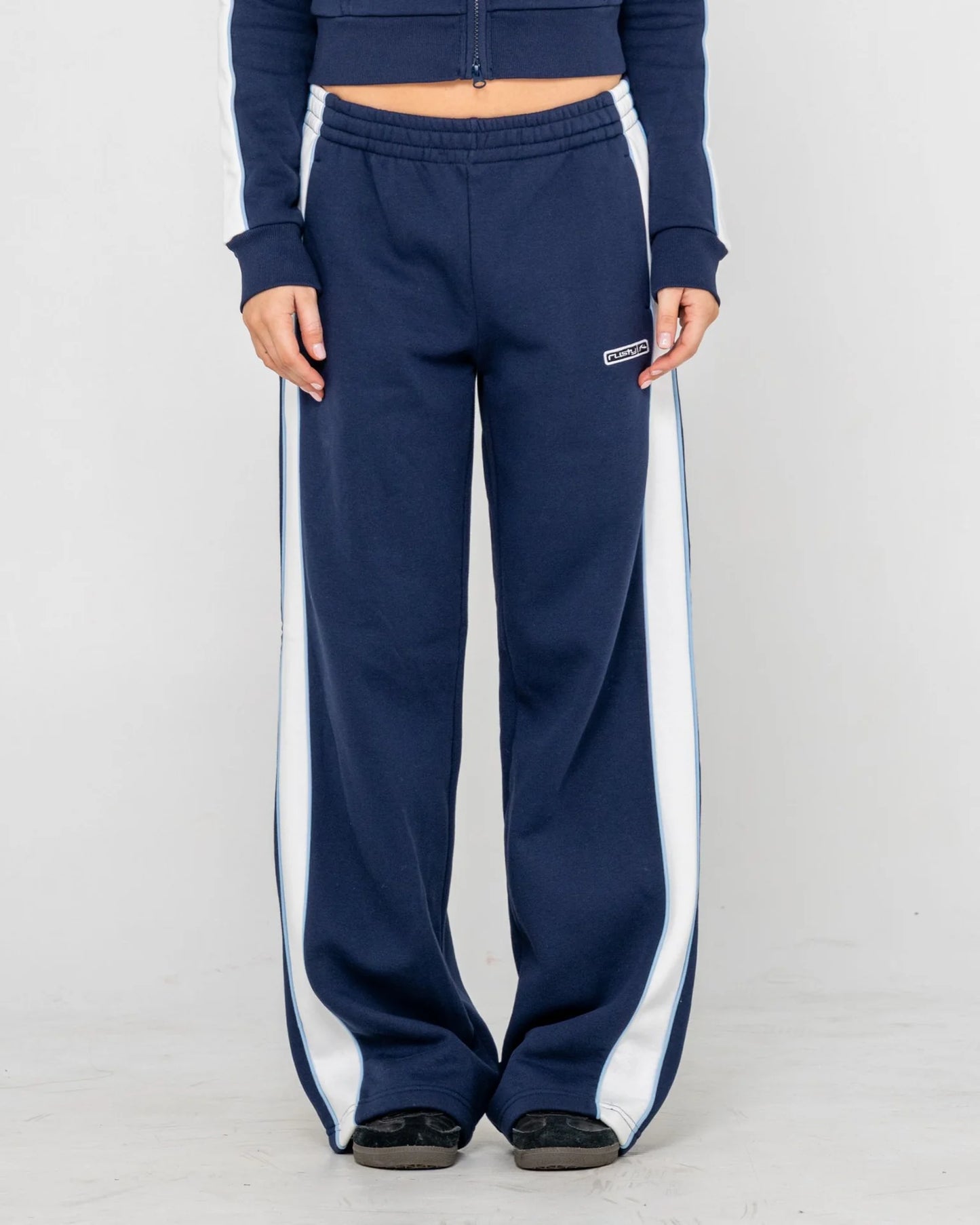 Retro lines wide leg track pant