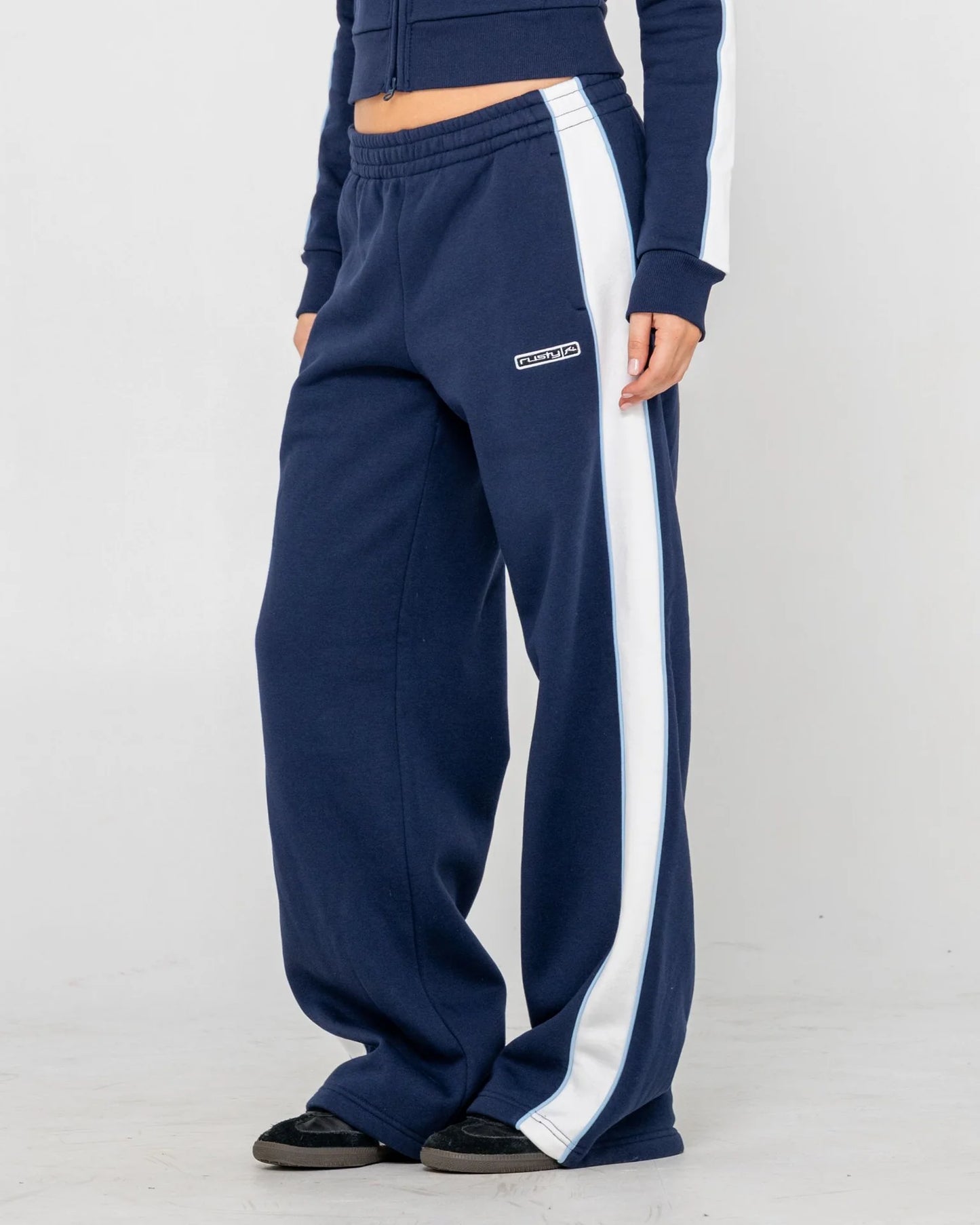 Retro lines wide leg track pant